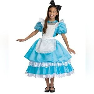 NEW DELUXE Alice in Wonderland Disney Dress COSTUME Cosplay Hoop skirt M 8 10 Cy